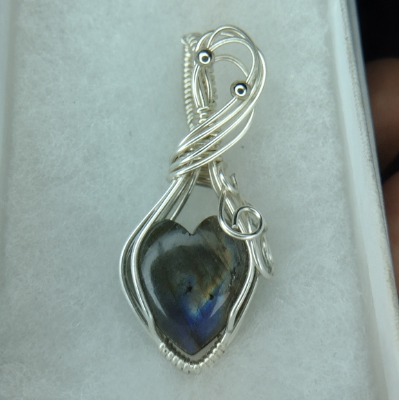 Heart Labradorite sterling silver necklace/pendant - Picture 3 of 3